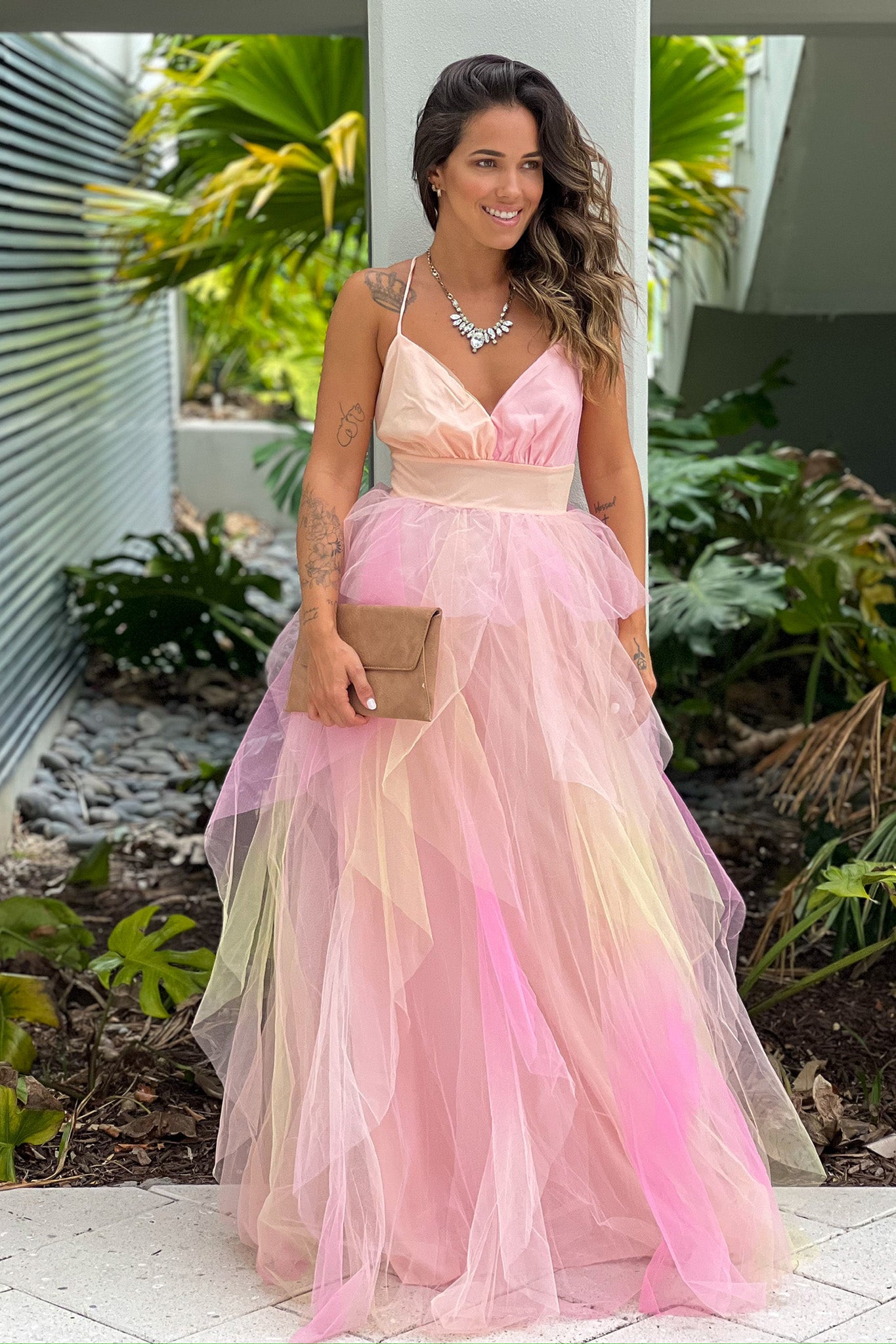 Yellow And Pink Ruffled Mesh Maxi Dress | Maxi Dresses Saved by the Dress Yellow And Pink Ruffled Mesh Maxi Dress | Maxi Dresses Saved by the Dress
