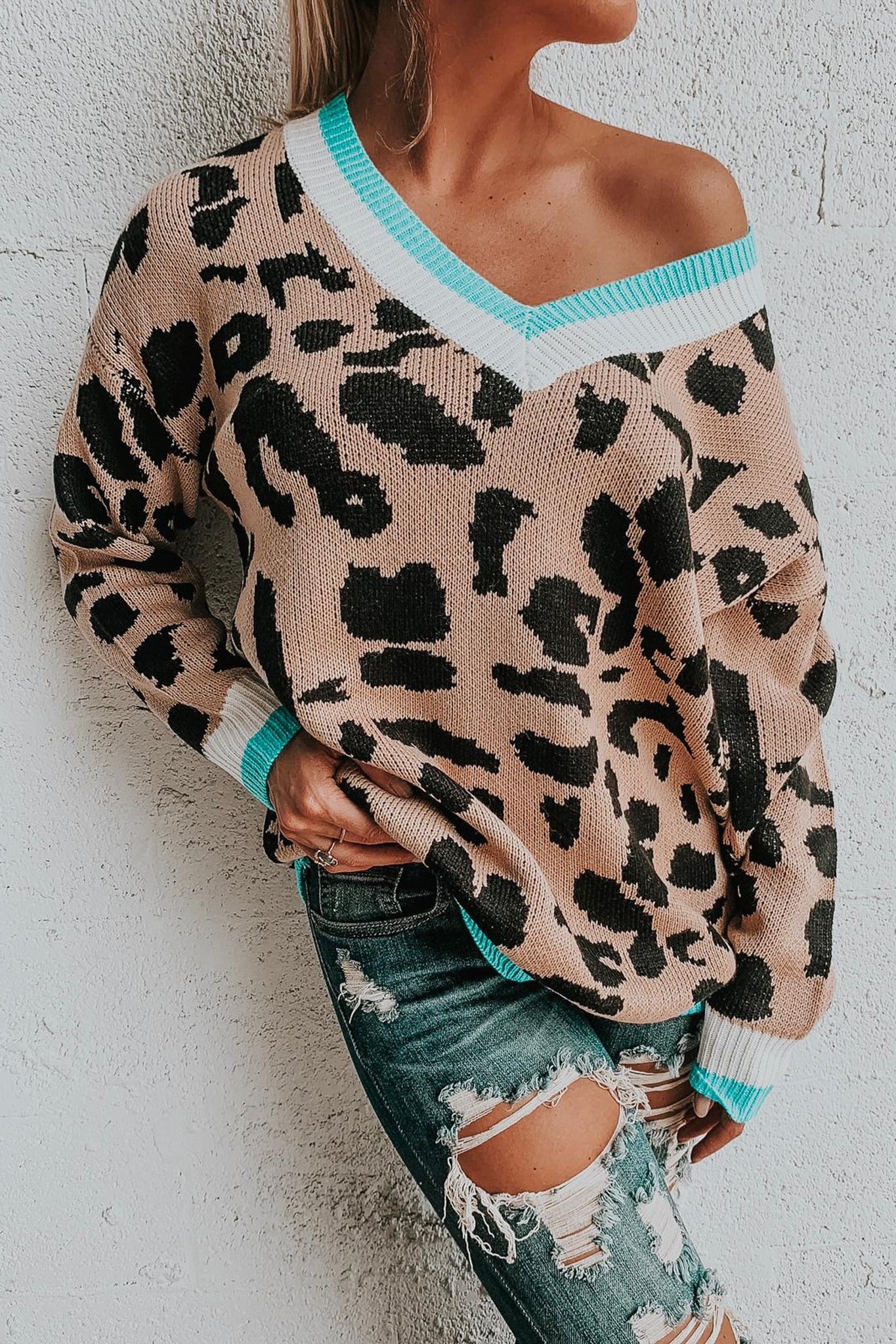 Leopard Printed Oversized Sweater