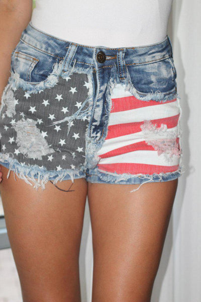 Distressed American Flag Shorts