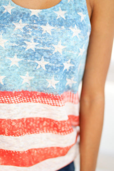 Red and Blue American Flag Top