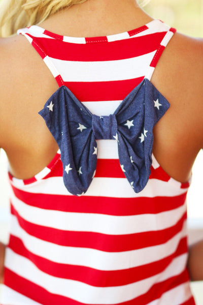 American Flag Tank Top With Back Bow