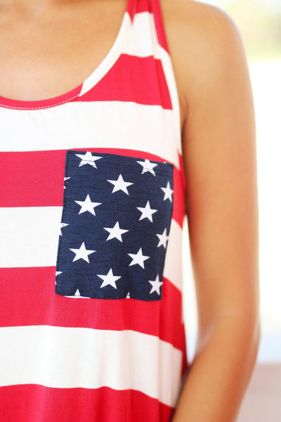 American Flag Tank Top With Back Bow