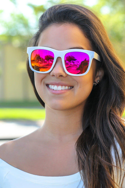 White Sunglasses with Orange Lenses