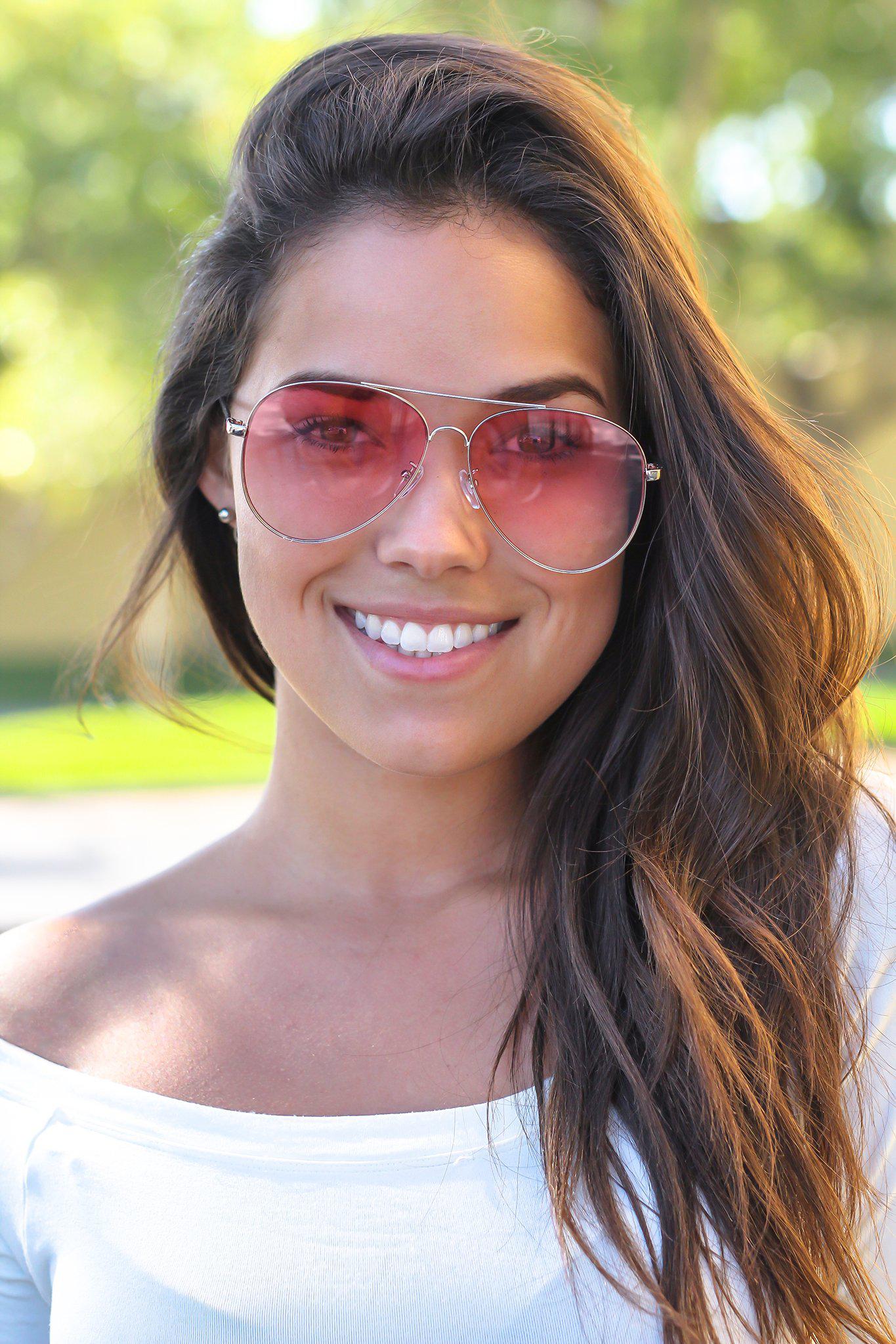 Pink Aviators with Silver Frame