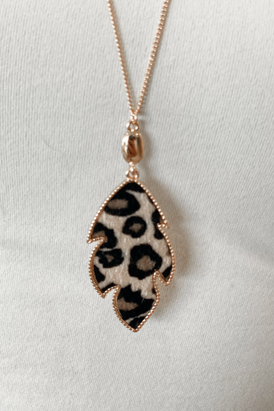 Gold and Brown Animal Print Pendant Necklace