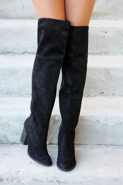 Andra Black Knee High Boots