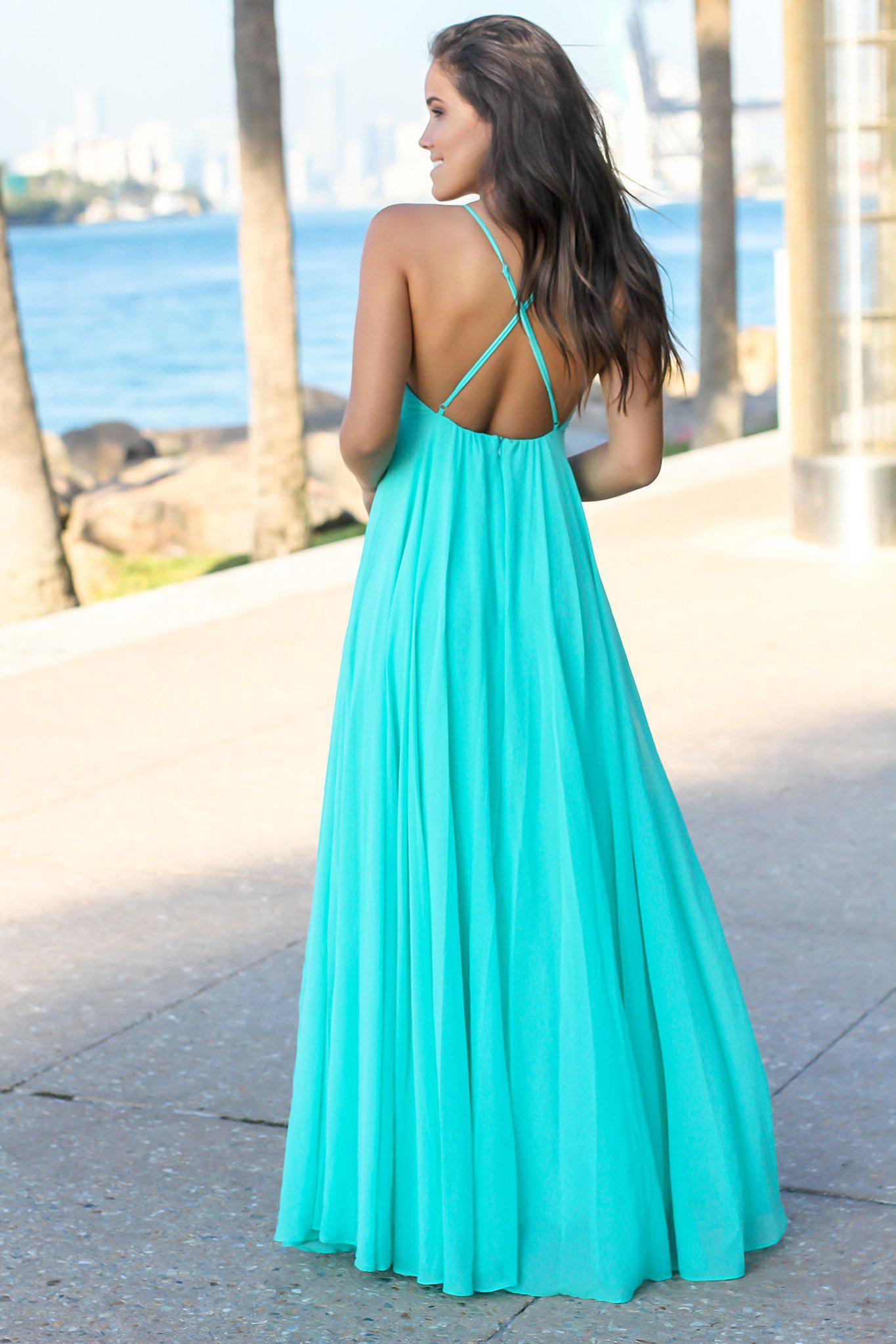 Aqua Maxi Dress with Criss Cross Back | Maxi Dresses Saved by the Dress Aqua Maxi Dress with Criss Cross Back | Maxi Dresses Saved by the Dress
