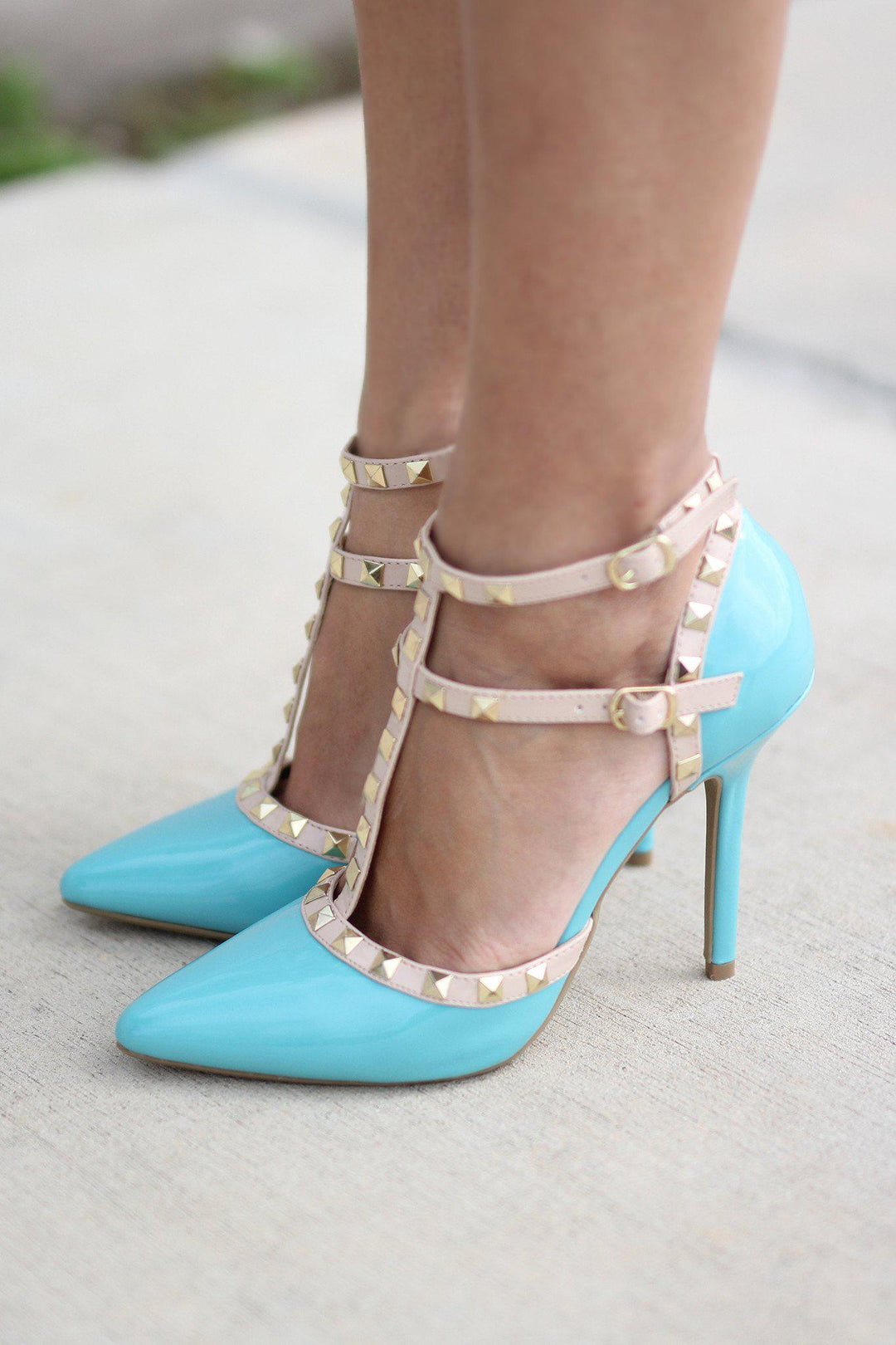 Aqua Studded Strappy Heels Saved by the Dress