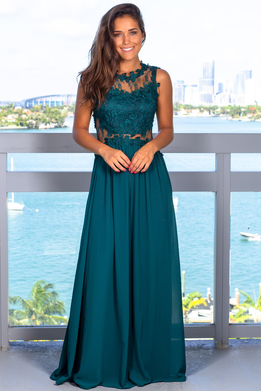 Hunter Green Lace Top Maxi Dress | Formal Dresses Saved by the Dress Hunter Green Lace Top Maxi Dress | Formal Dresses Saved by the Dress