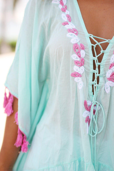Mint Cover Up with Tassels