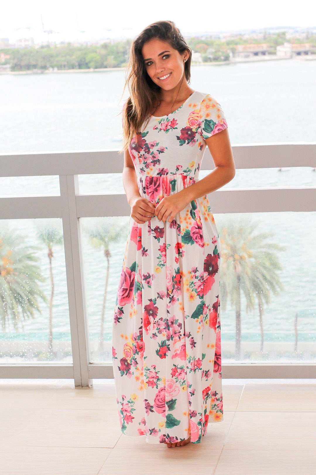 white floral dress maxi White Floral Maxi Dress