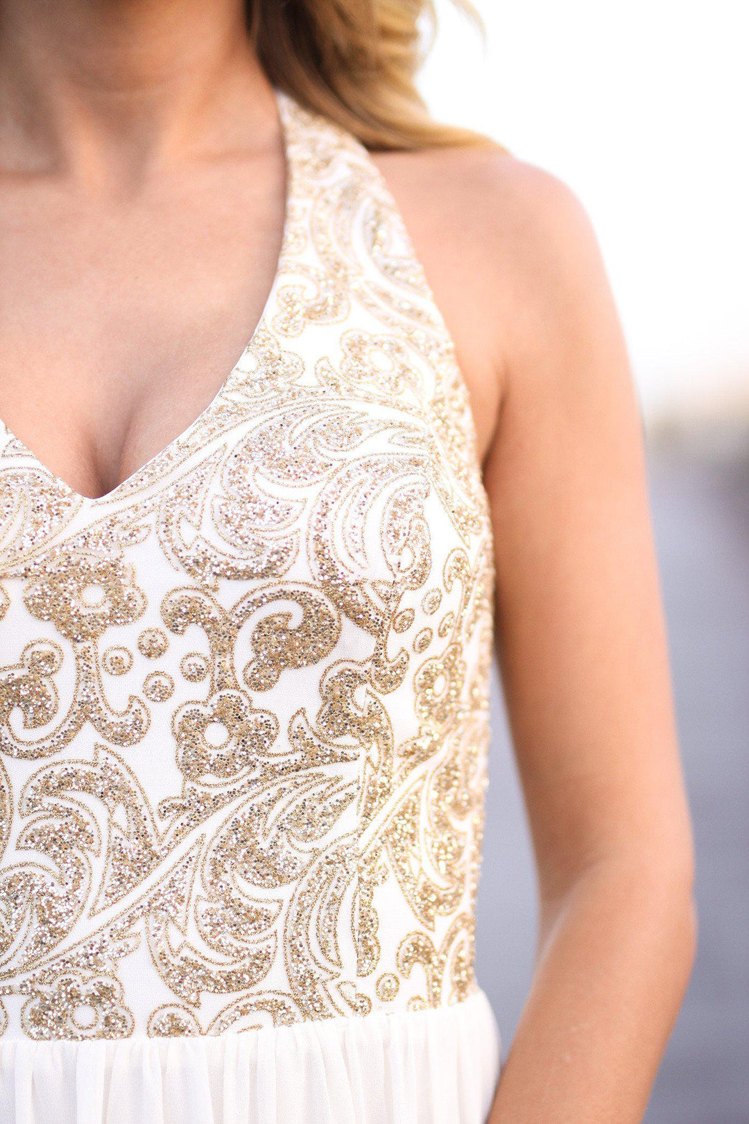 Cream and Gold Halter Neck Maxi Dress | Beautiful Dresses Saved by the Dress Cream and Gold Halter Neck Maxi Dress | Beautiful Dresses Saved by the Dress