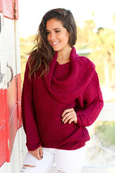 Berry Knit Oversized Sweater