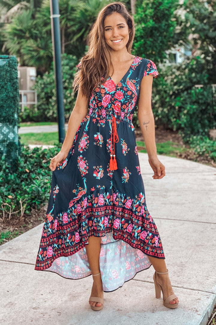 princess polly baby blue dress Black Boho High Low Dress