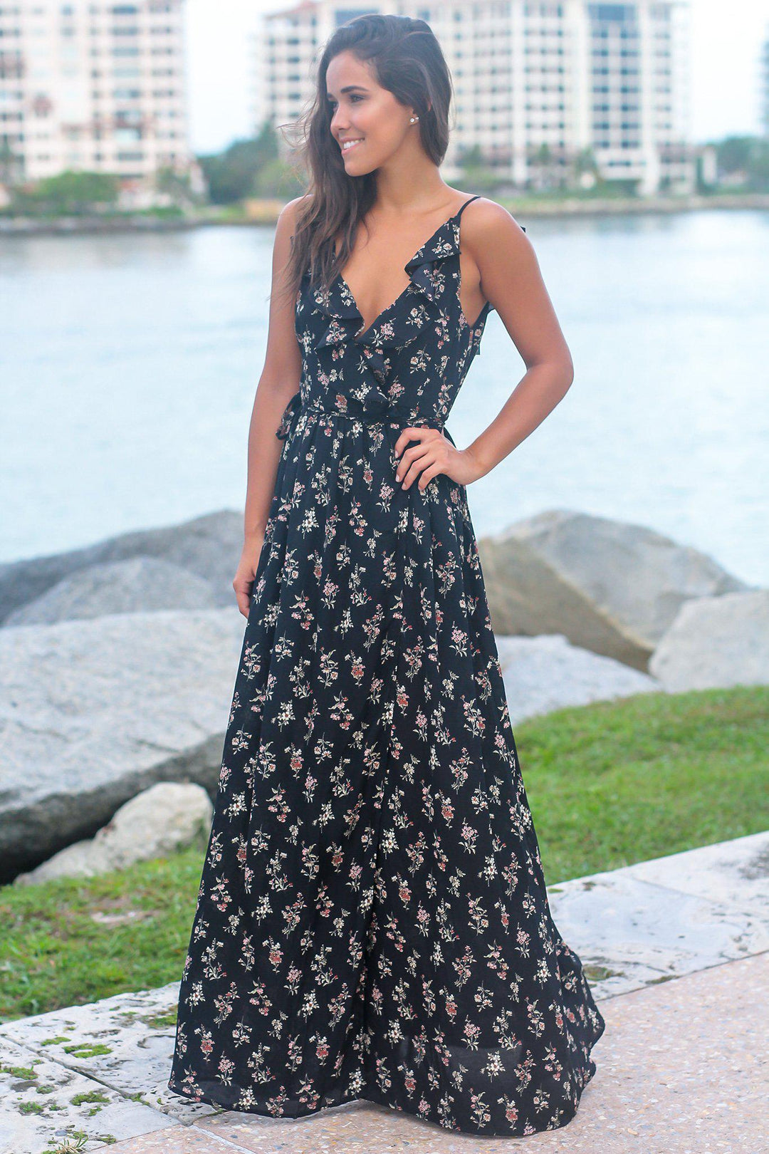 Black Floral Wrap Dress | Maxi Dresses Saved by the Dress Black Floral Wrap Dress | Maxi Dresses Saved by the Dress