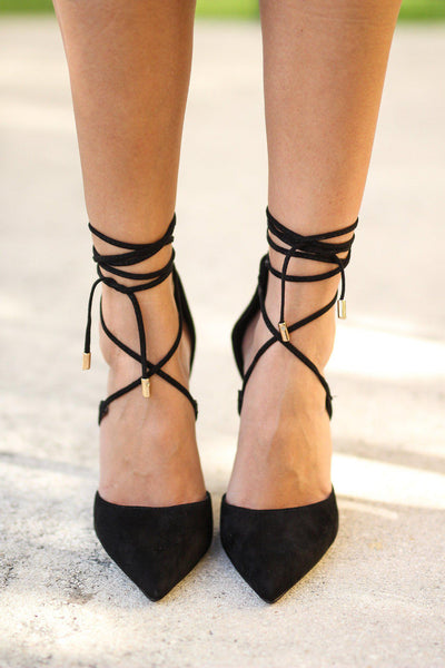 Black Lace Up Heels | Black Heels | Online Boutique – Saved by the Dress
