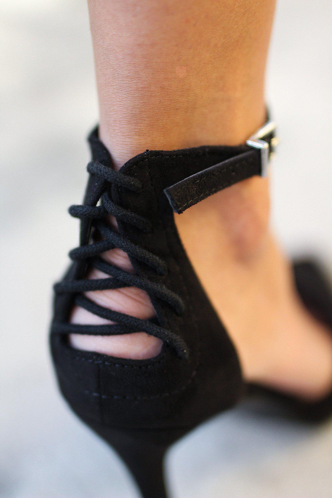 Black Pointed Toe Pump with Ankle Strap Black Heels Online