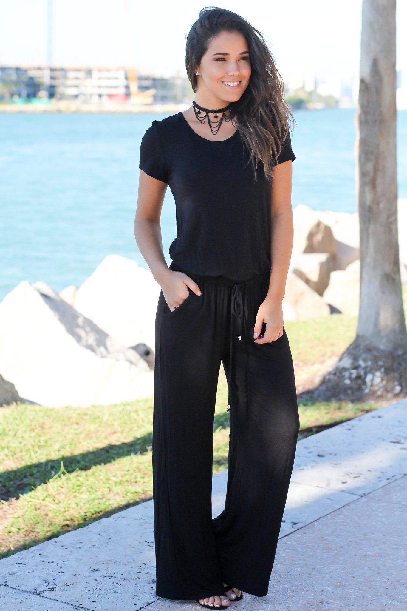 Black Short Sleeve Jumpsuit | Jumpsuits – Saved by the Dress