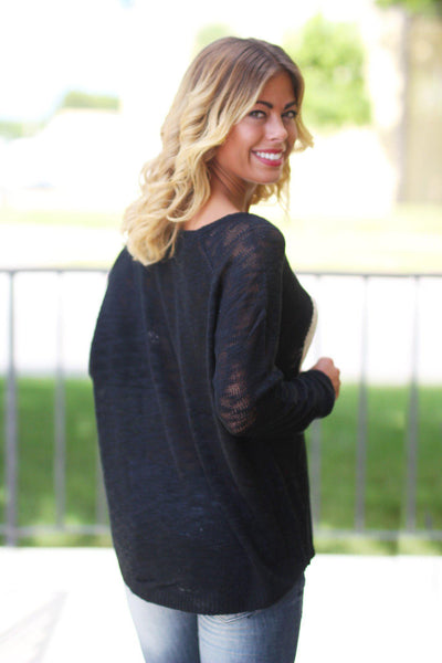 Black Knit Sweater with Heart