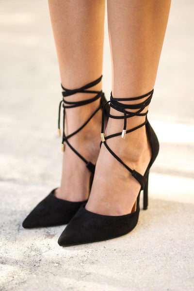 Black Lace Up Heels | Black Heels | Online Boutique – Saved by the Dress