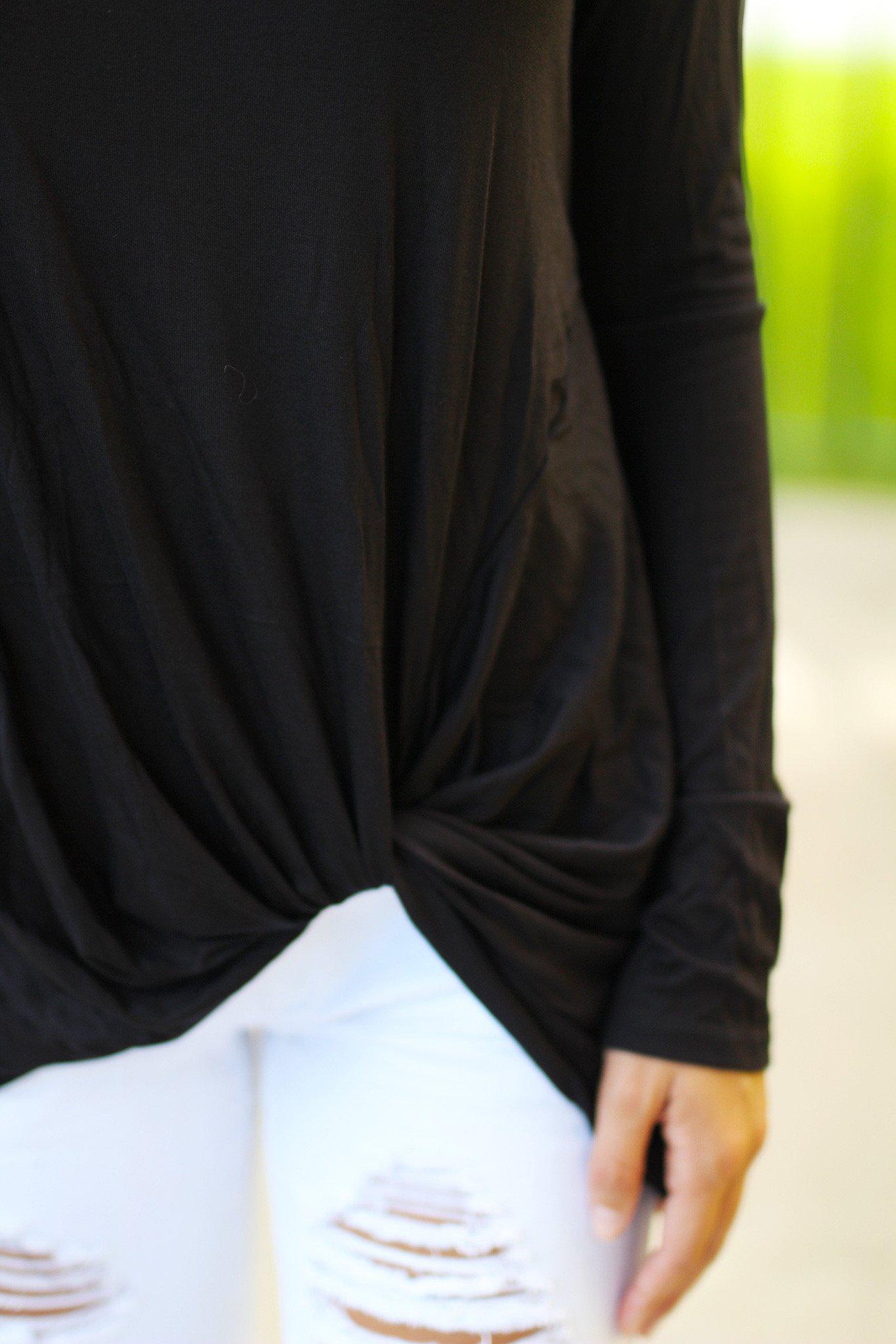 Black Long Sleeve Top With Knot