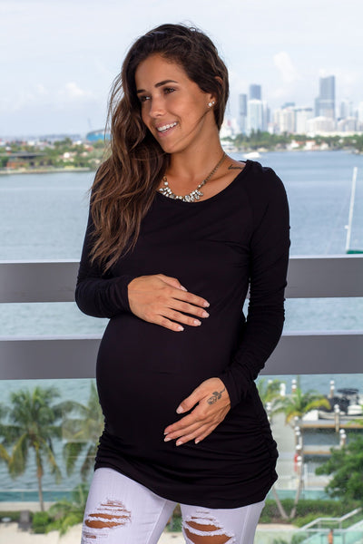 Black Long Sleeve Maternity Top