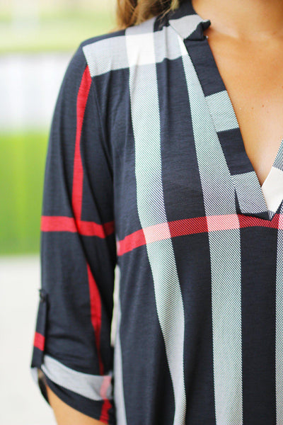 check print casual top