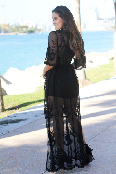 Black Lace Maxi Romper | Rompers – Saved by the Dress