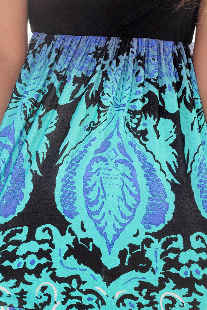 Black Short Dress with Multi Color Printed Bottom  Saved by the Dress