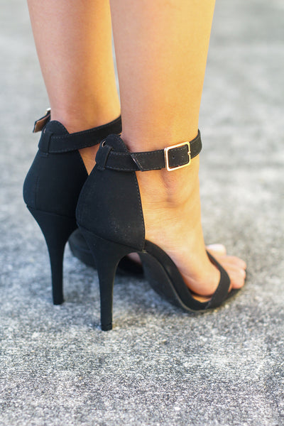 Black Single Strap Heels