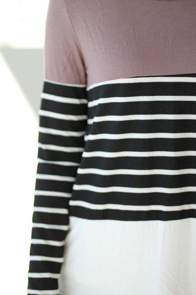 Taupe and Black Striped Top