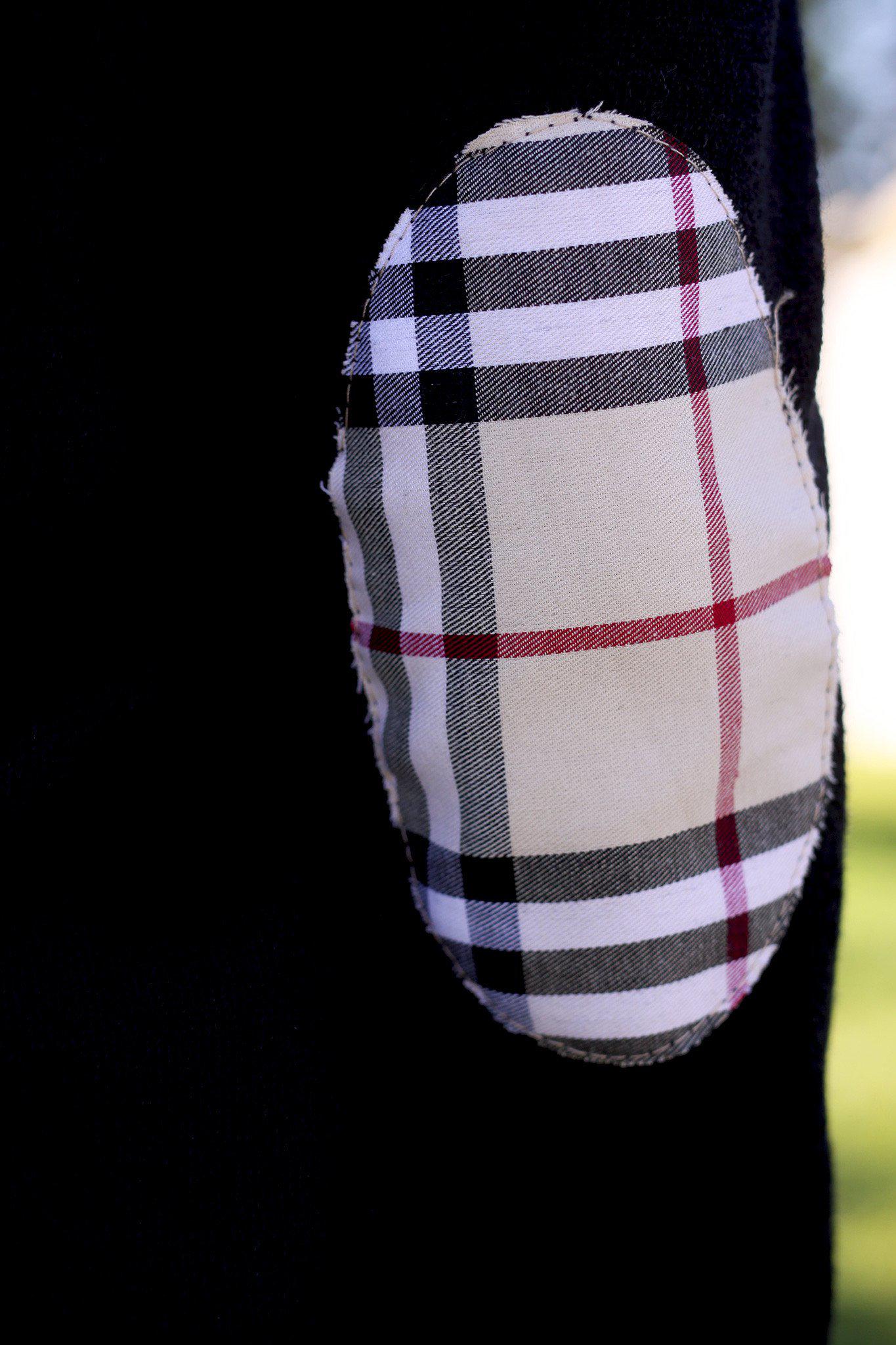 black plaid patched top