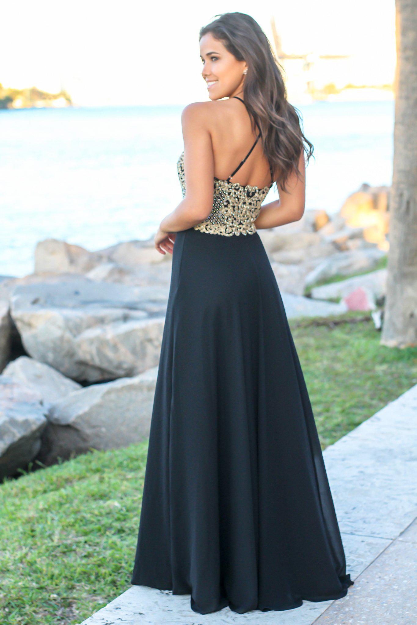 Black and Gold Maxi Dress with Embroidered Top | Maxi Dresses Saved by the Dress Black and Gold Maxi Dress with Embroidered Top | Maxi Dresses Saved by the Dress