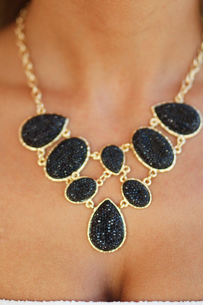 Black and Gold Stone Necklace