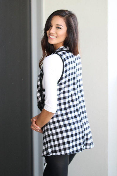 Black and White Checkered Vest
