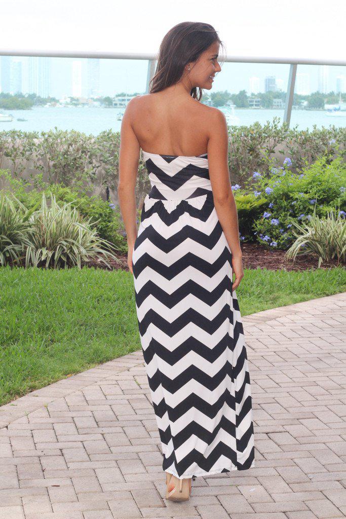 blue dress for baby girl Black and White Chevron Jersey Maxi Dress – Saved by the Dress