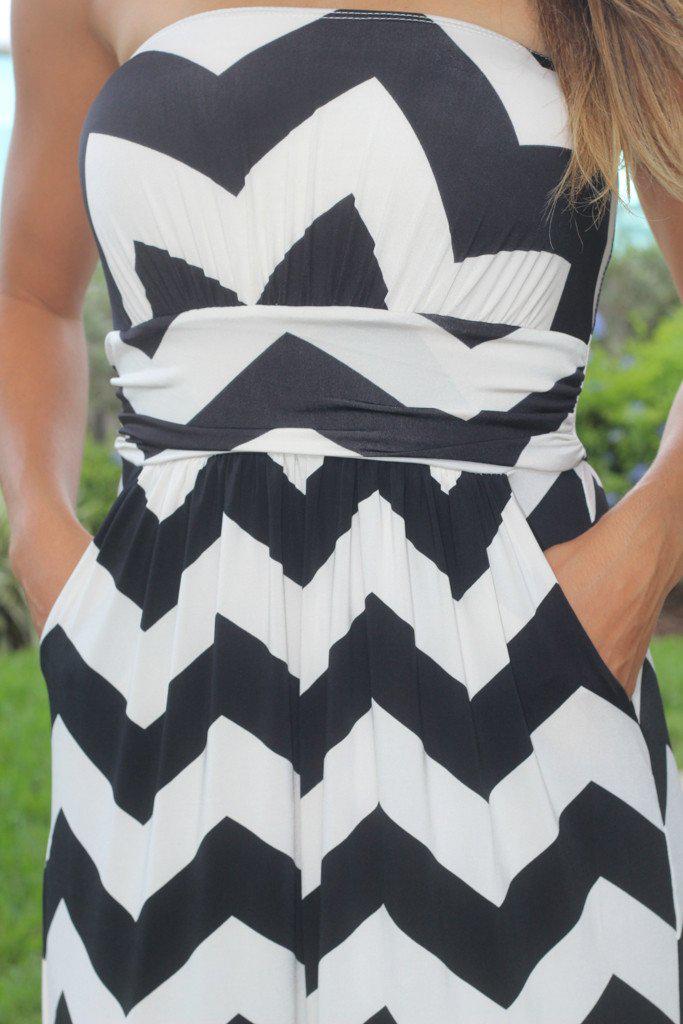 Black and White Chevron Jersey Maxi Dress – Saved by the Dress