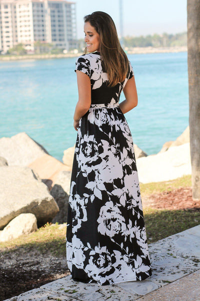 Black and White Floral Maxi Dress
