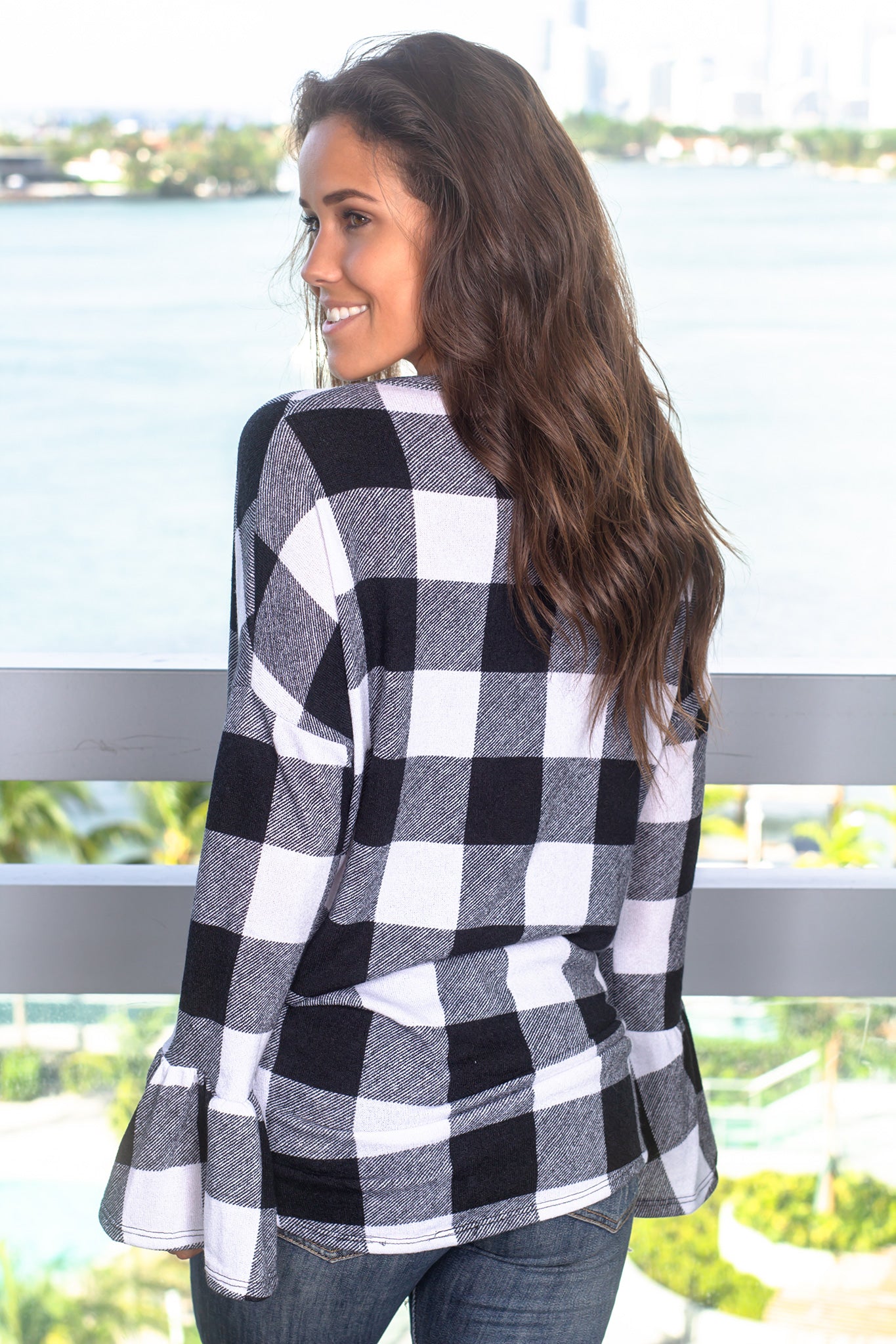 Black and White Plaid Oversized Top