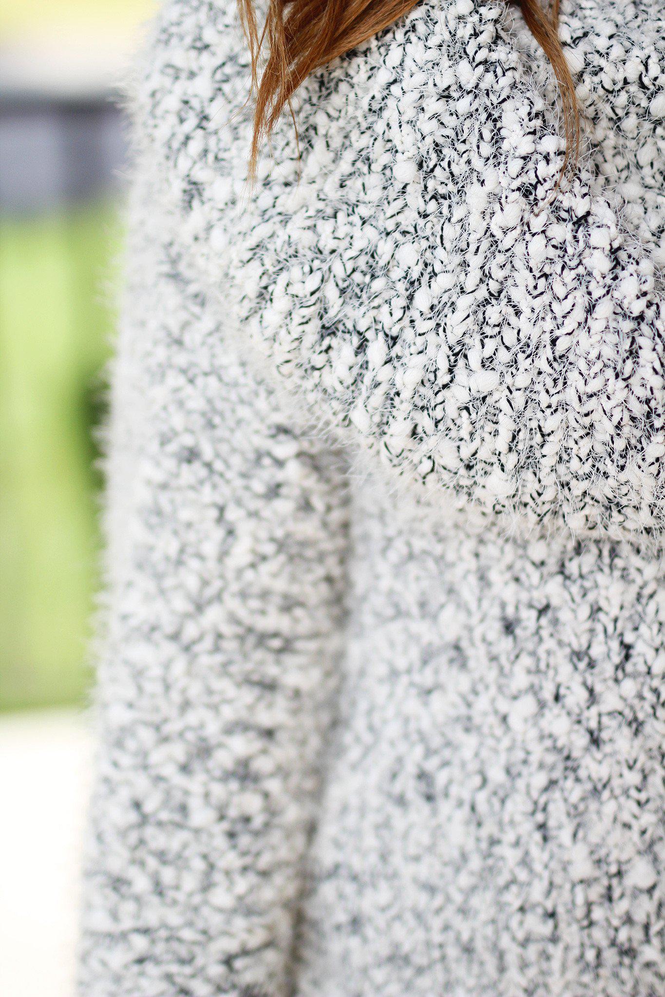 Black and White Plush Chunky Sweater