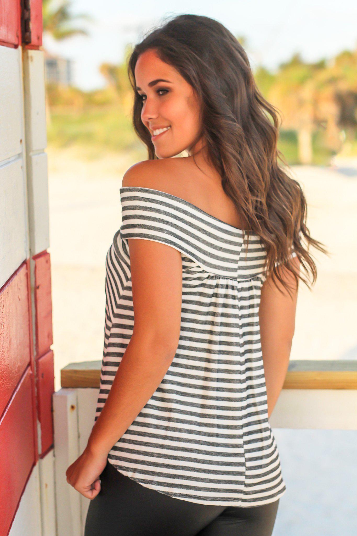 Black and White Striped Sleeveless Babydoll Top
