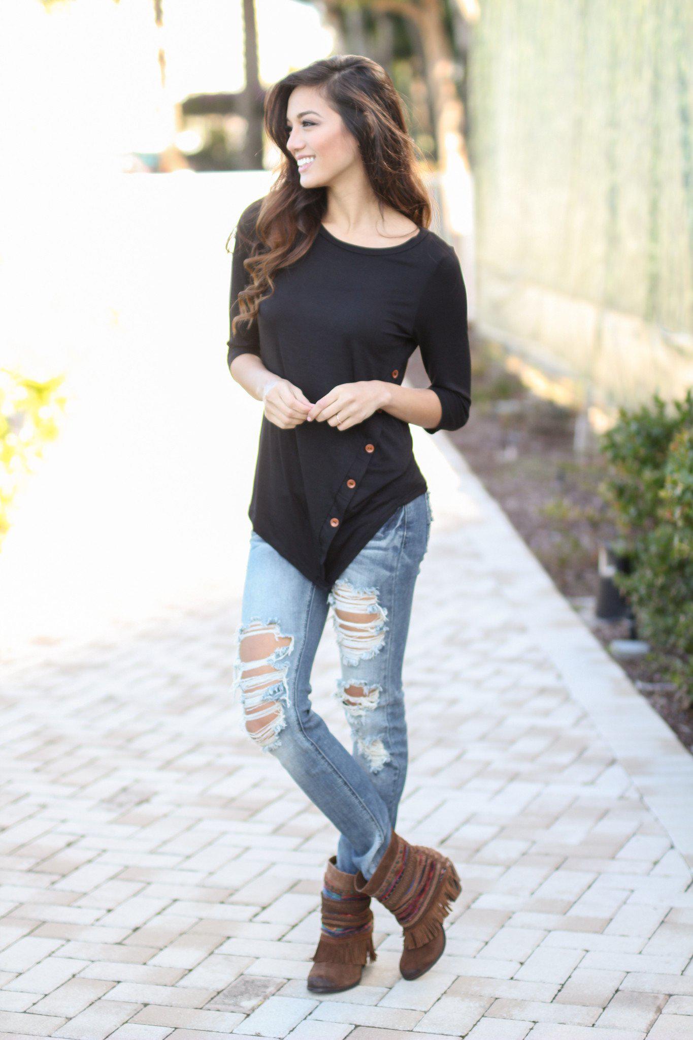 Black Top with Buttons