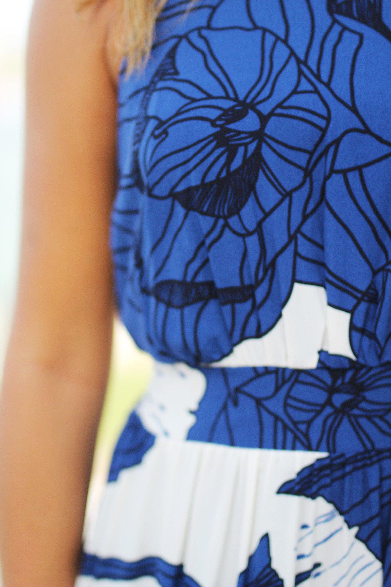 Dark Blue Floral Maxi Dress