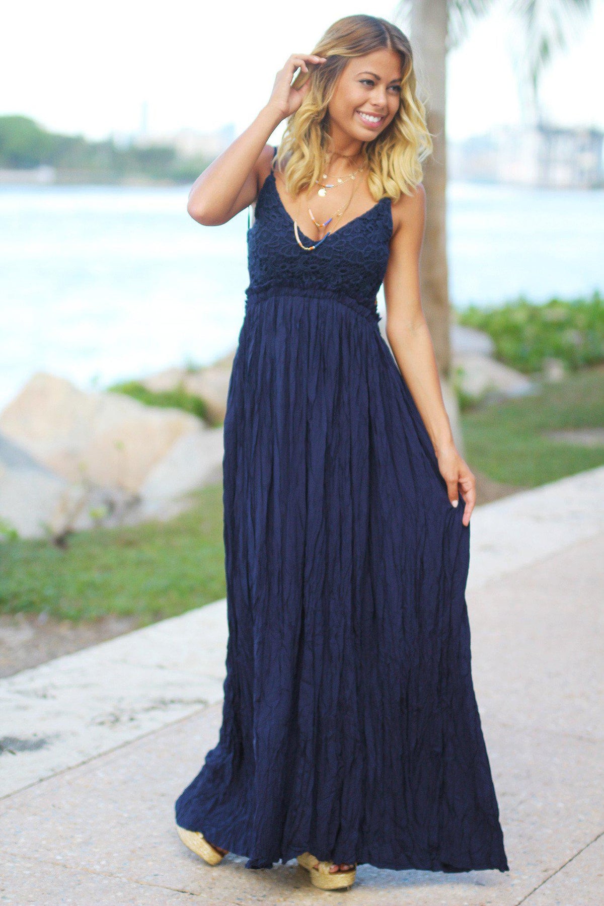 Navy Maxi Dress with Open Back | Evening Gown | Maxi Dress – Saved by ...