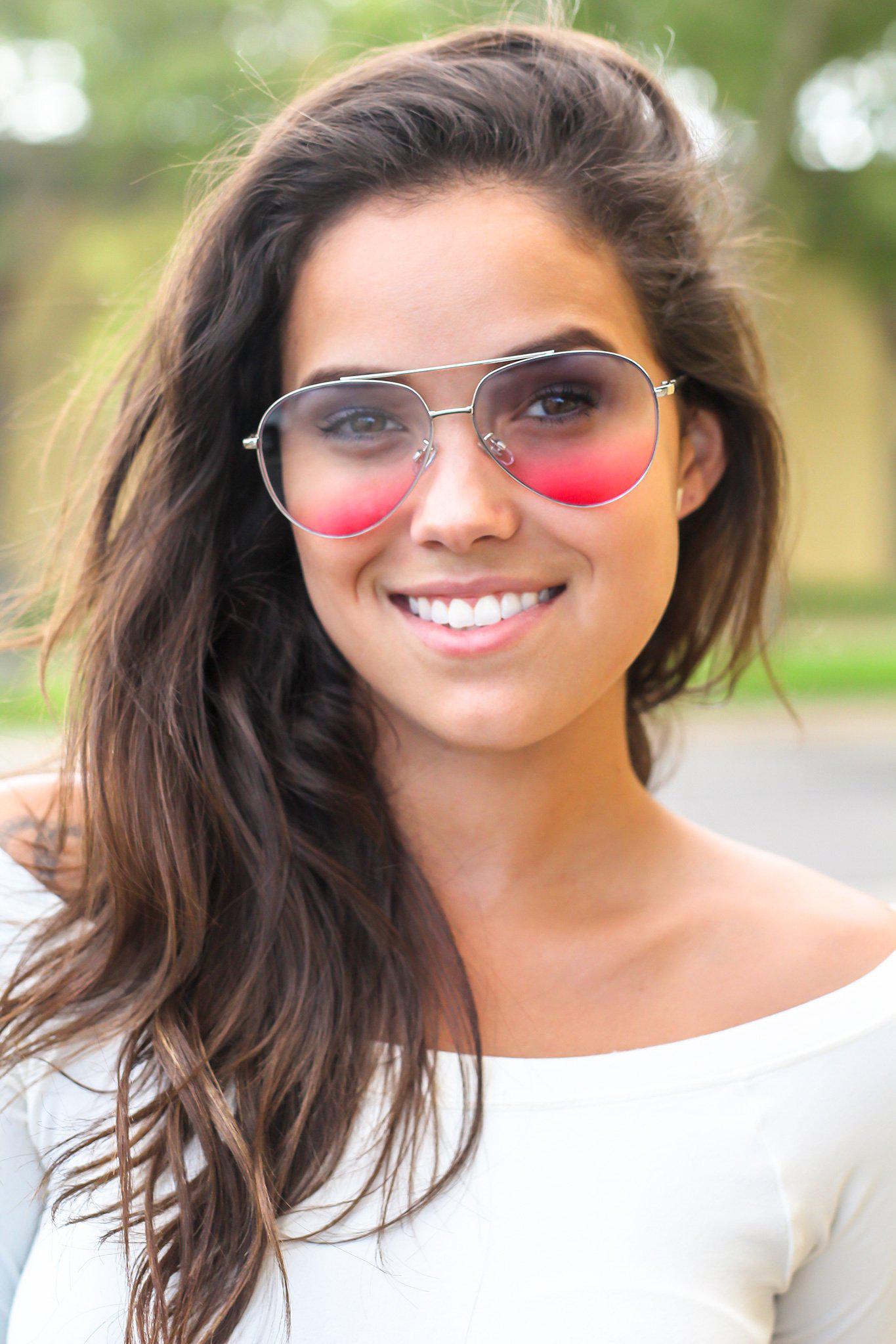 Blue and Pink Aviators with Silver Frame