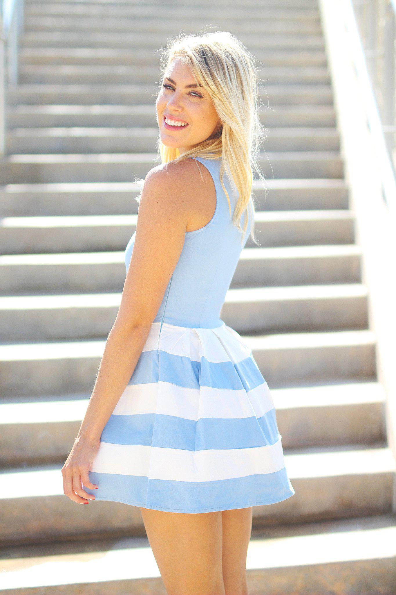 Blue colour short dress sales