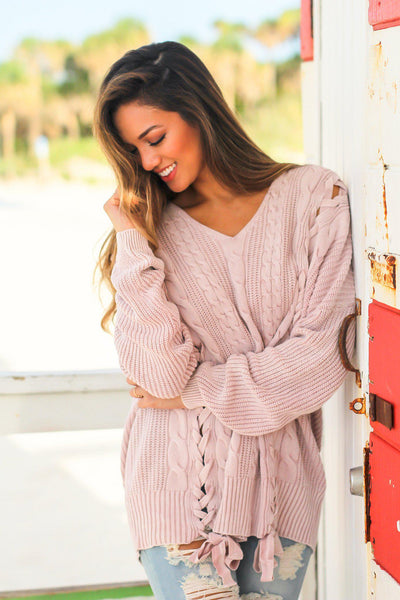 Blush Cable Knit Sweater