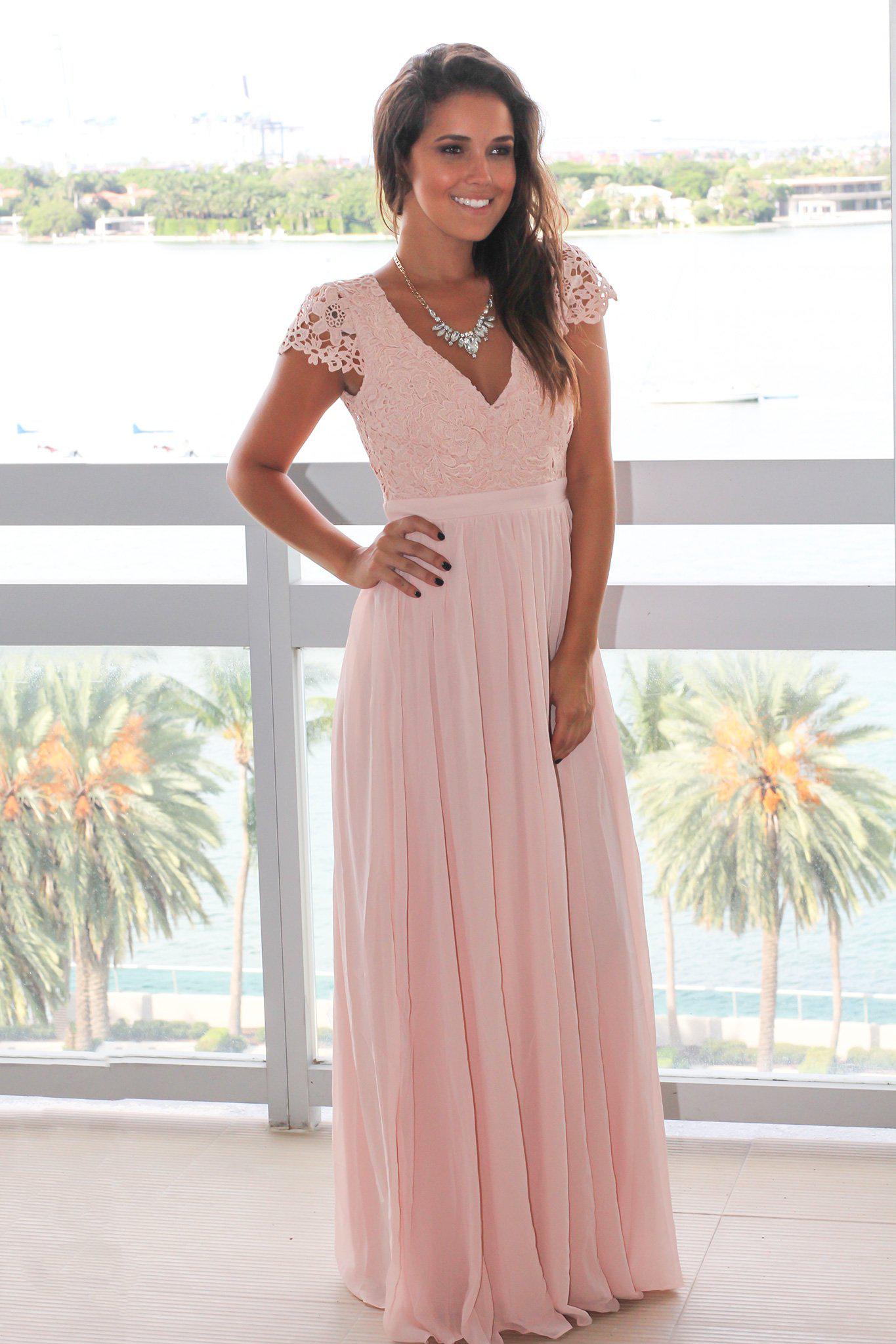 Blush Crochet Top Maxi Dress with Open Back