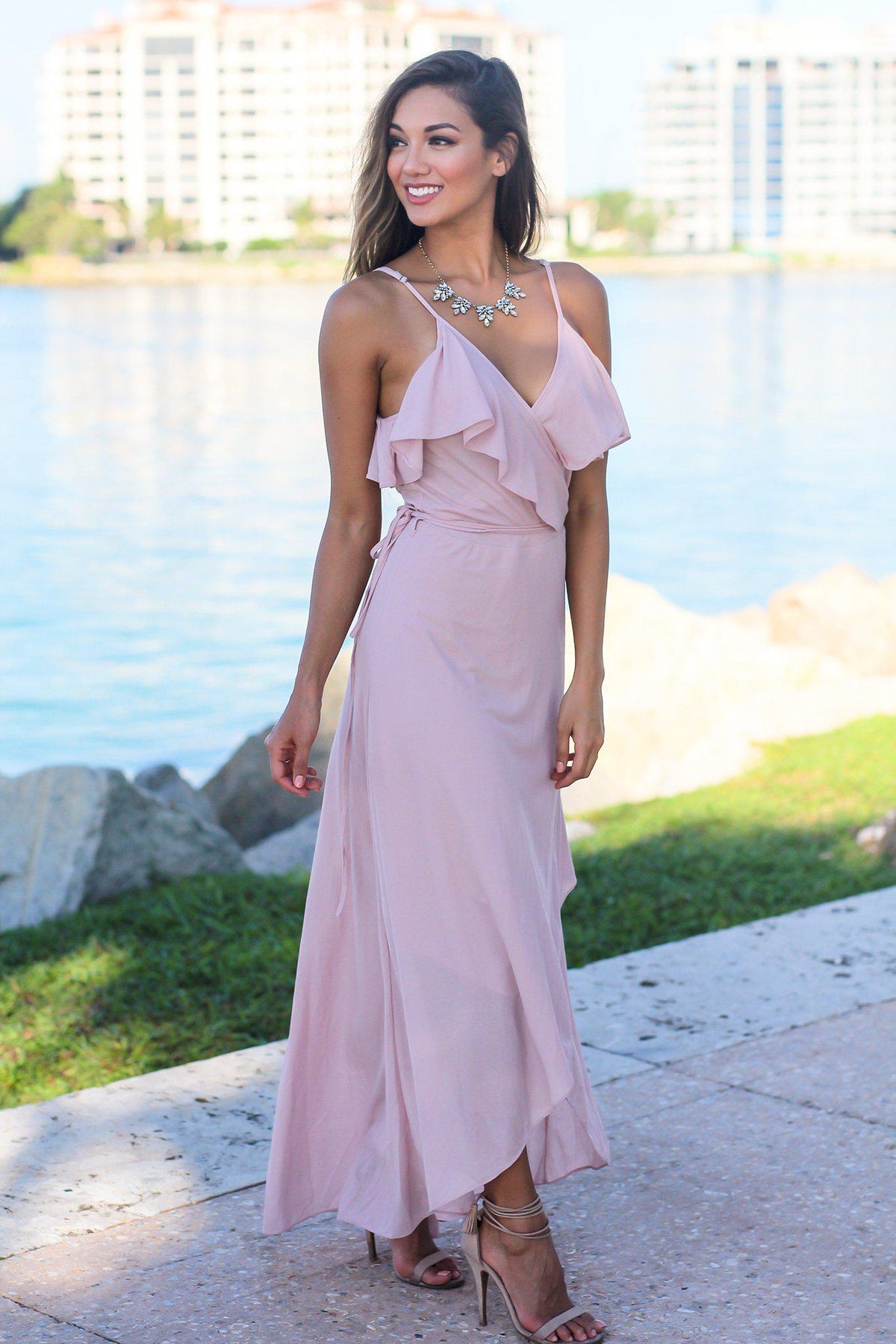 Blush High Low Dress with Ruffle Detail | Maxi Dresses – Saved by the Dress