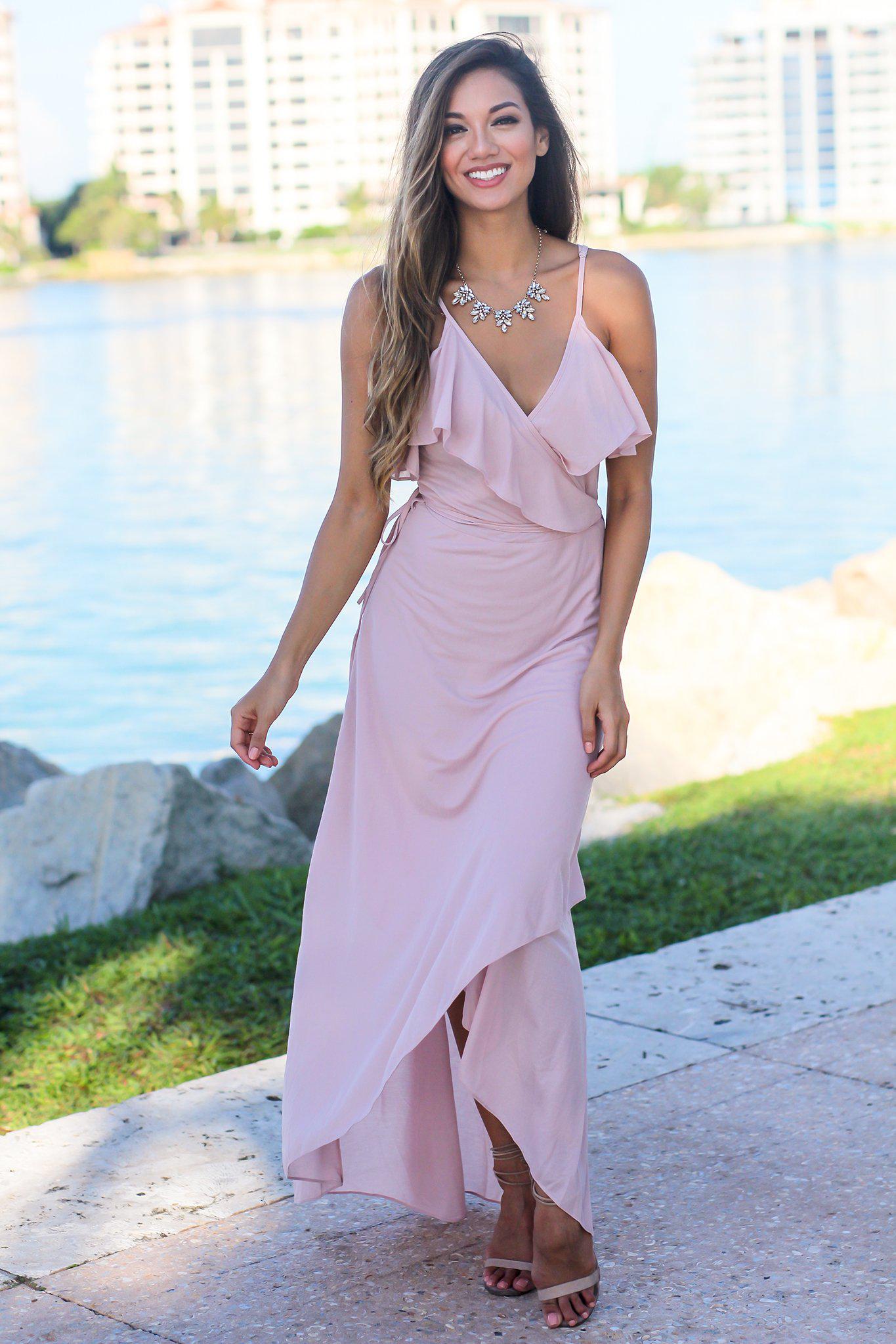 Blush High Low Dress with Ruffle Detail | Maxi Dresses – Saved by the Dress